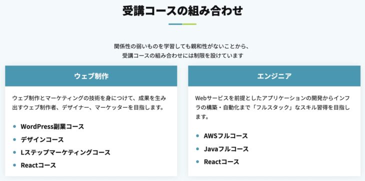 Raisetech受け放題コースの組み合わせ