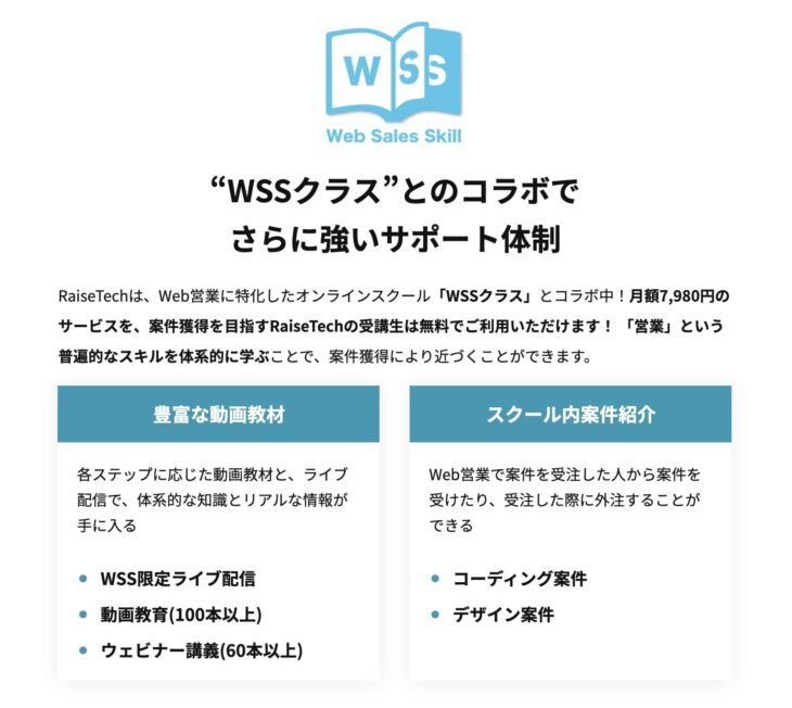 レイズテックとWSSクラスの提携サポート